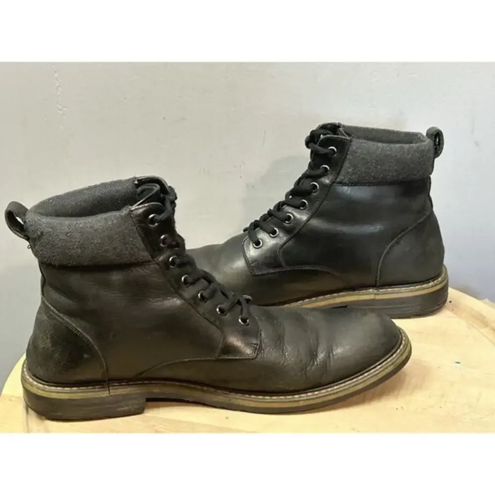The Rail Leather Black Boots Lace Side Zip Up Biker Combat Size 45M Mens US 11.5